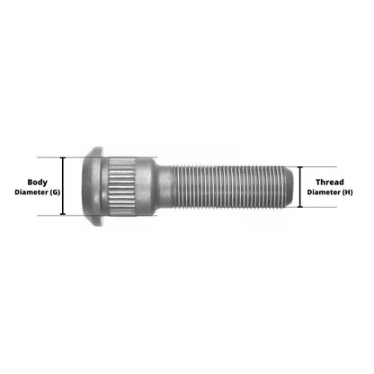 Drum Shoulder Wheel Studs 3/4"-16 THD 0.785" B.D. x 2 7/8" Length - E4968 - 10 Pack