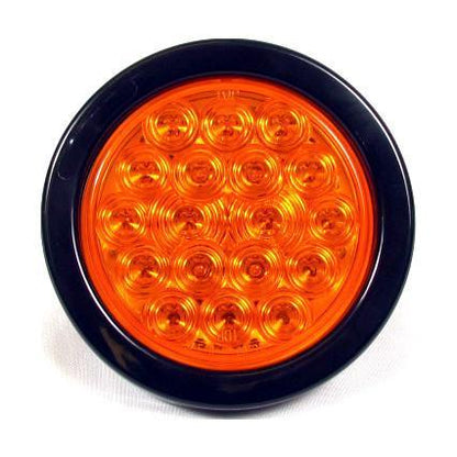 4" Round Amber LED Light with 18 LEDs - 24 Volts for Tail/Turn Light