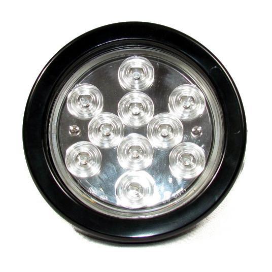 4" Clear Lens Round LED Amber Light with 10 LEDs - 24 Volts for Tail/Turn Light