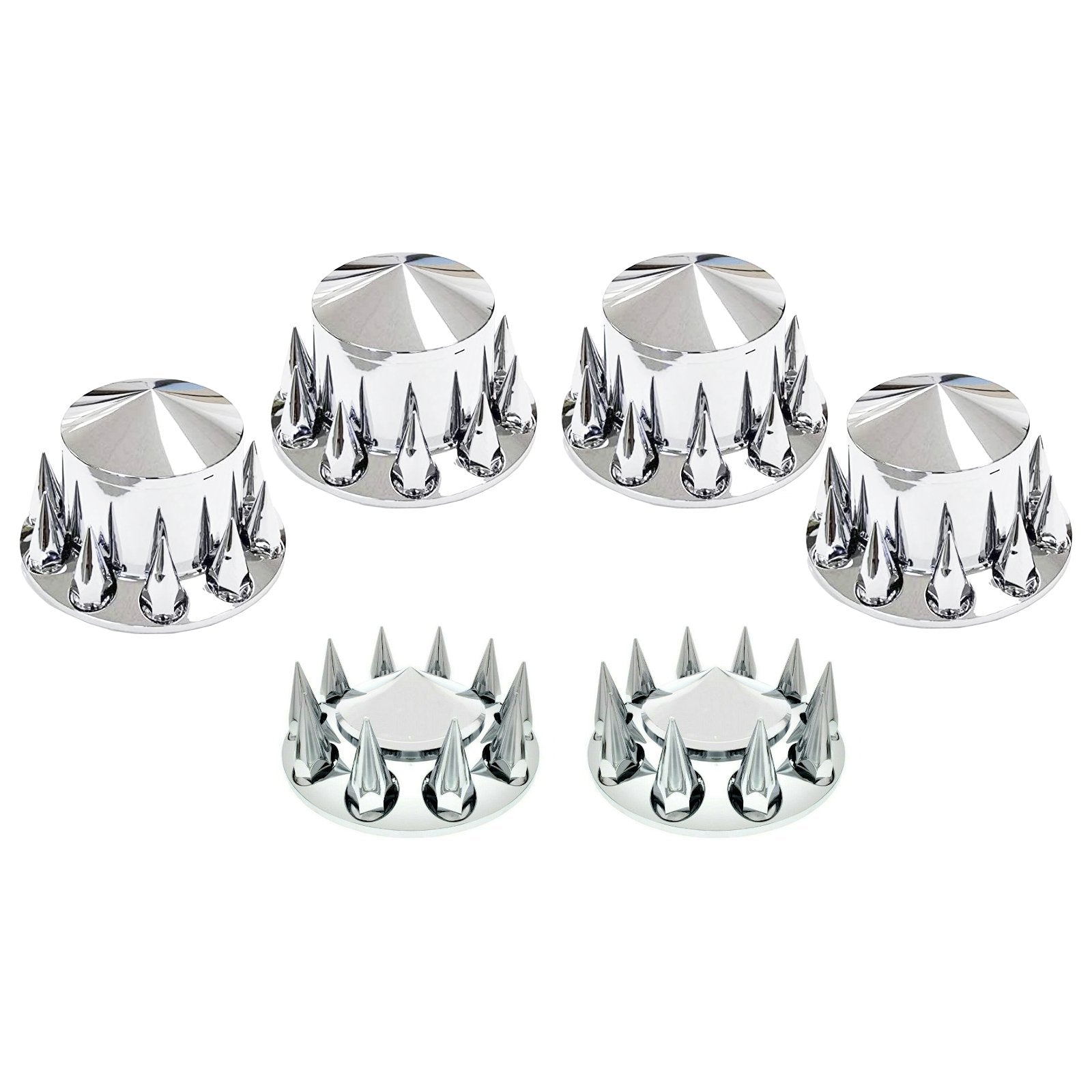Complete Chrome Pointed Axle Cover Kit with Spiked Lug Nut Covers