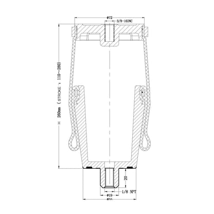 Fortpro Cab Air Spring Replaces 7110, 1S5-152, R81-1001 | F245578