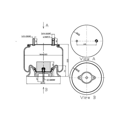 Fortpro Air Spring Replaces 8204, 1R12-508 | F245590