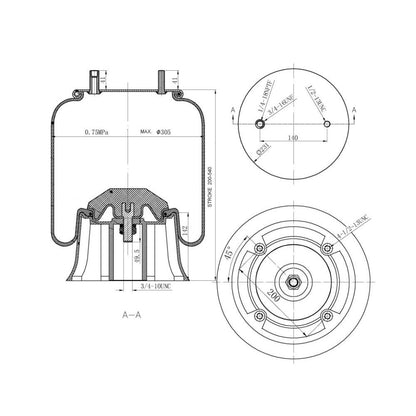 Fortpro Air Spring Replaces 9082, 1R12-092, 517559C9 | F245583