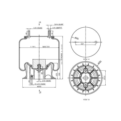 Fortpro Air Spring Replaces 9466, 1R12-365 for Mack Trucks | F245582